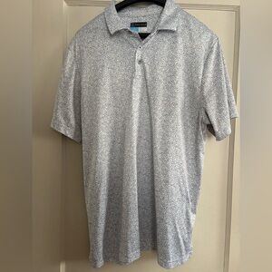 PGA Tour Men's White Polo with Subtle Gray Micro Dot Print